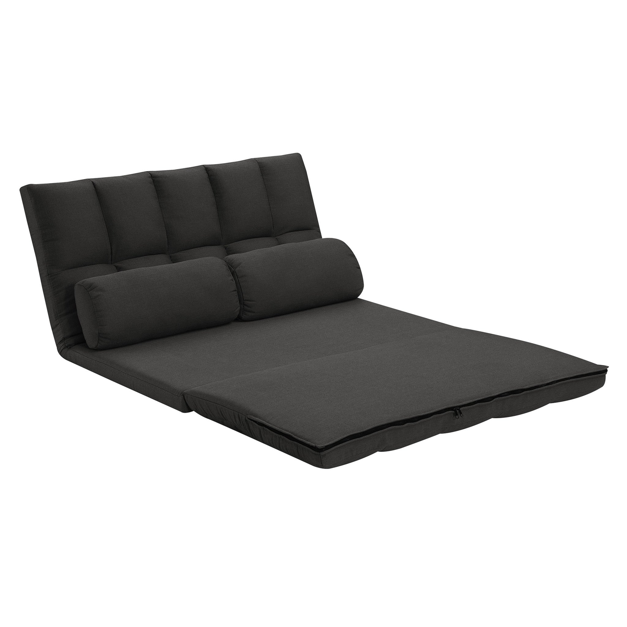 45" Gray Futon Convertible Sleeper Loveseat and Toss Pillows-Love Seats-DECOROLALA