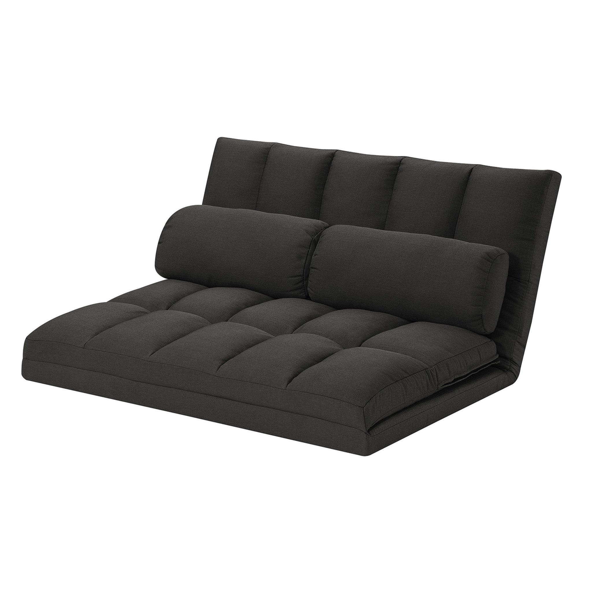 45" Gray Futon Convertible Sleeper Loveseat and Toss Pillows-Love Seats-DECOROLALA