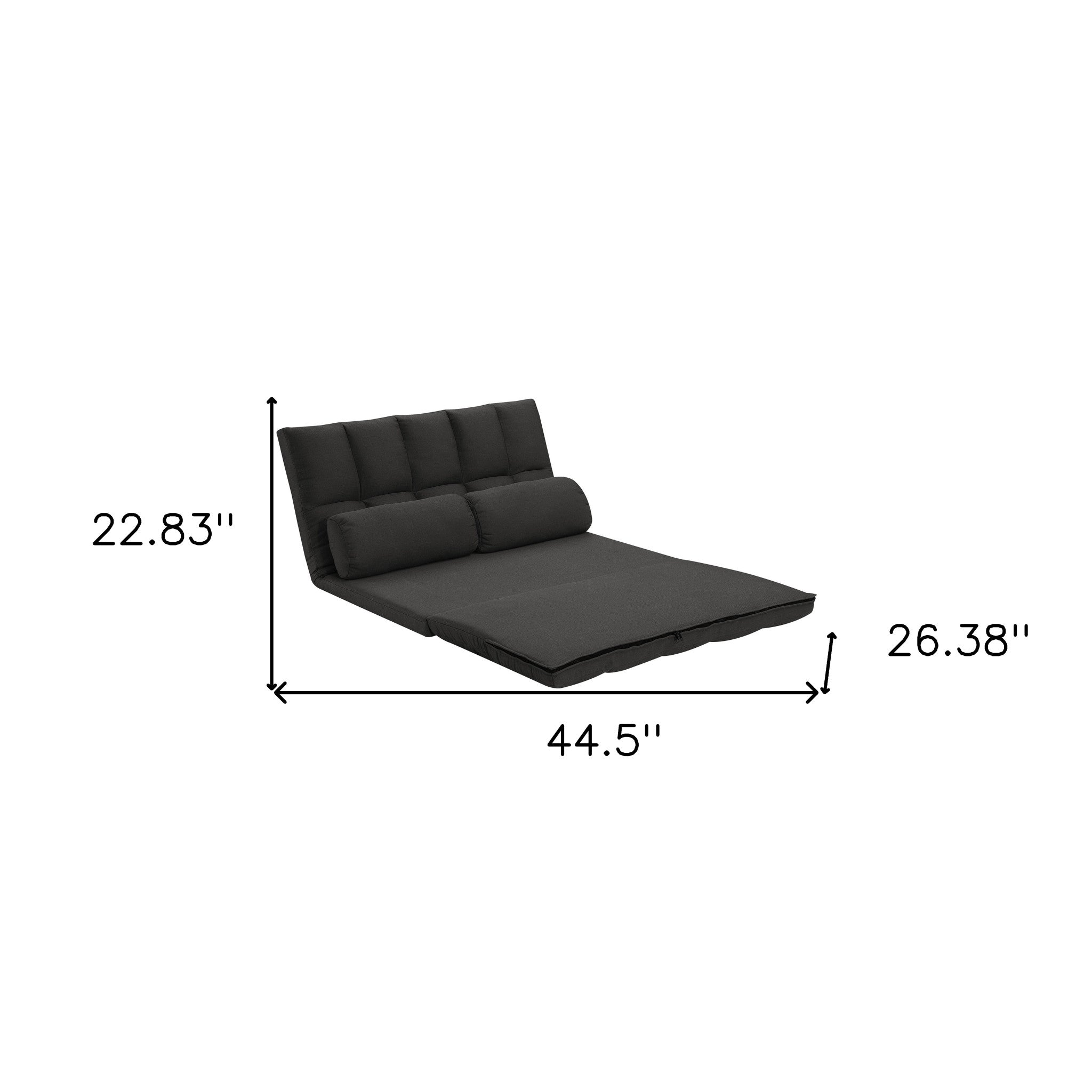45" Gray Futon Convertible Sleeper Loveseat and Toss Pillows-Love Seats-DECOROLALA