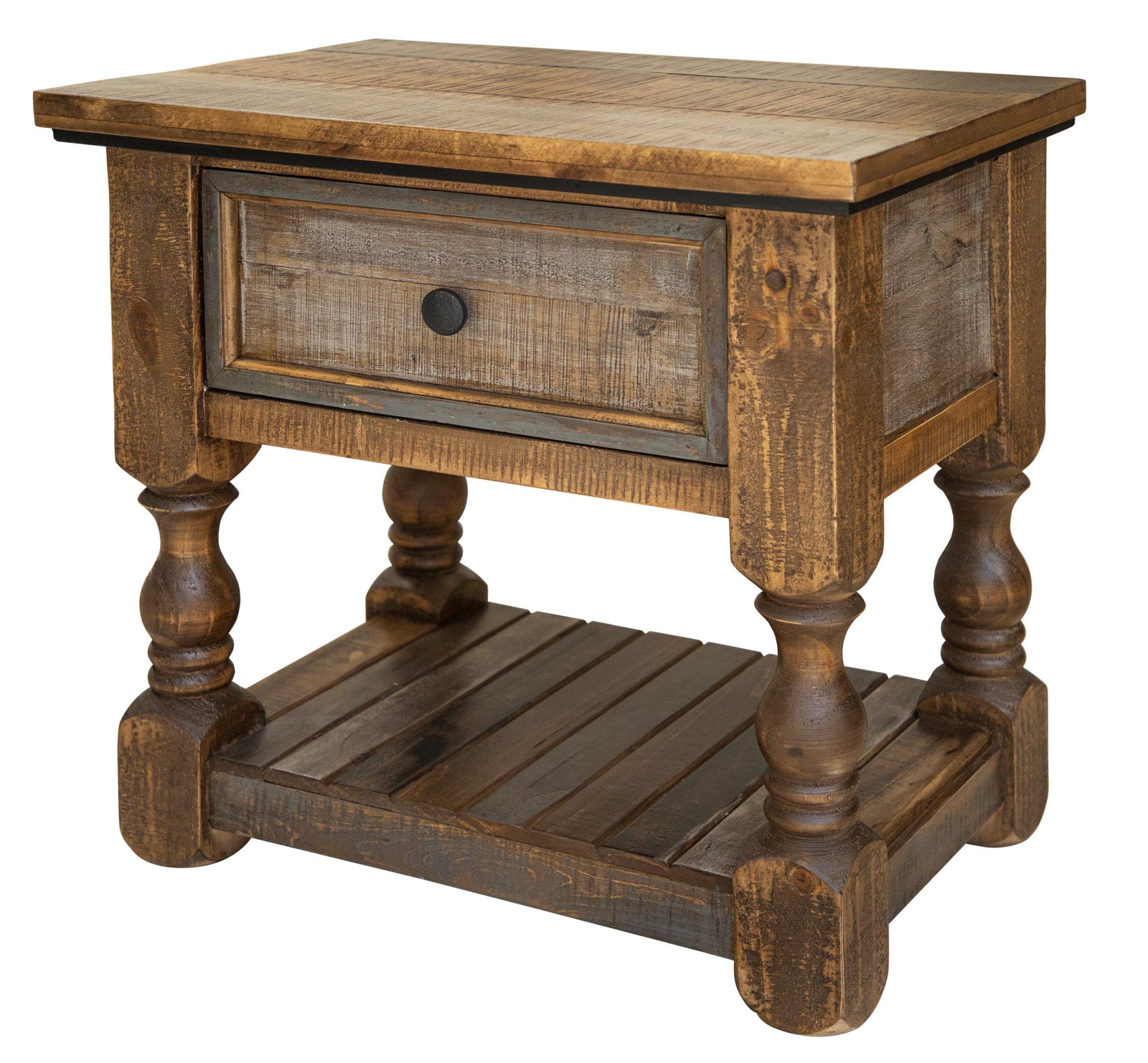 27" Brown Solid Wood One Drawer Nightstand-0