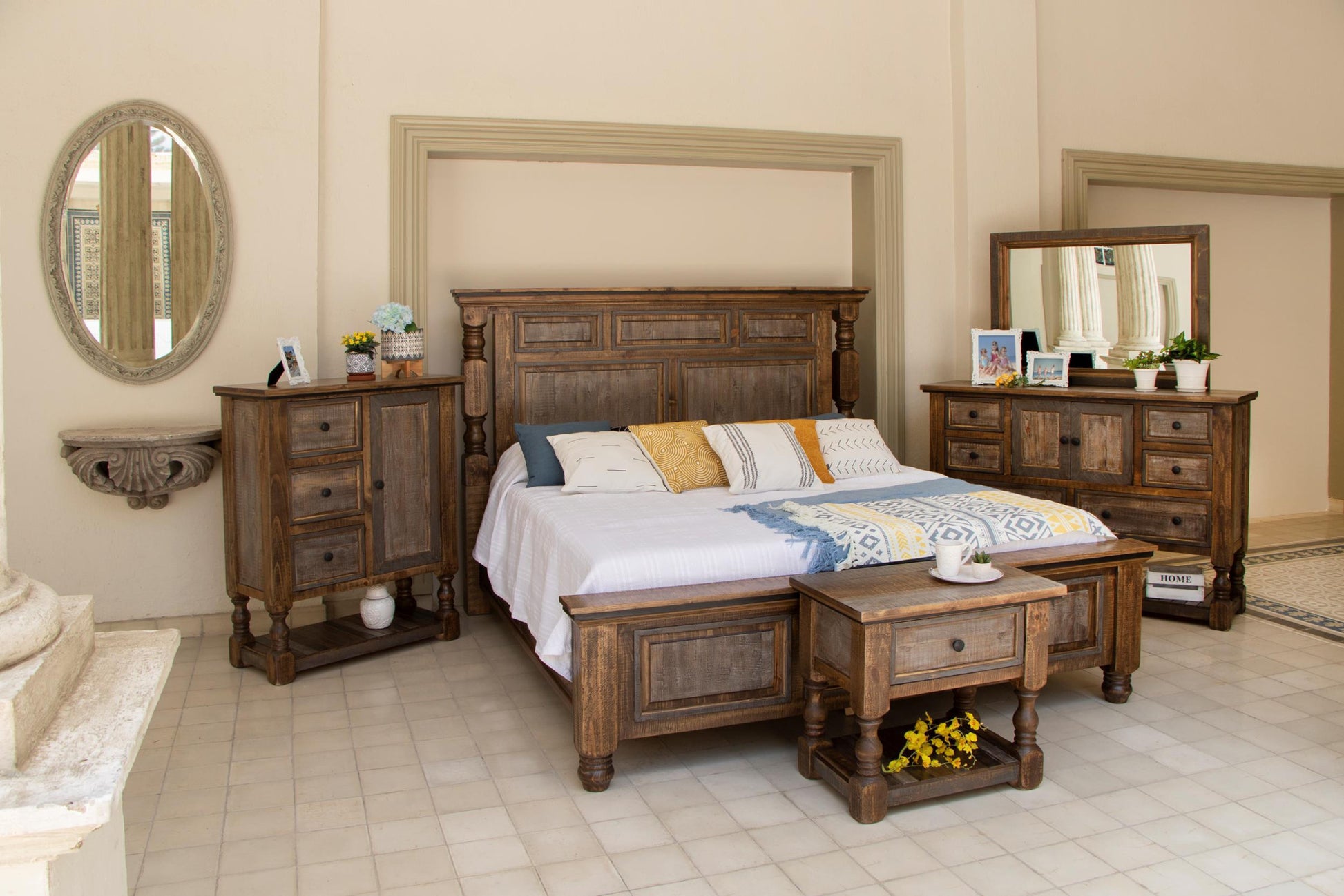 27" Brown Solid Wood One Drawer Nightstand-3