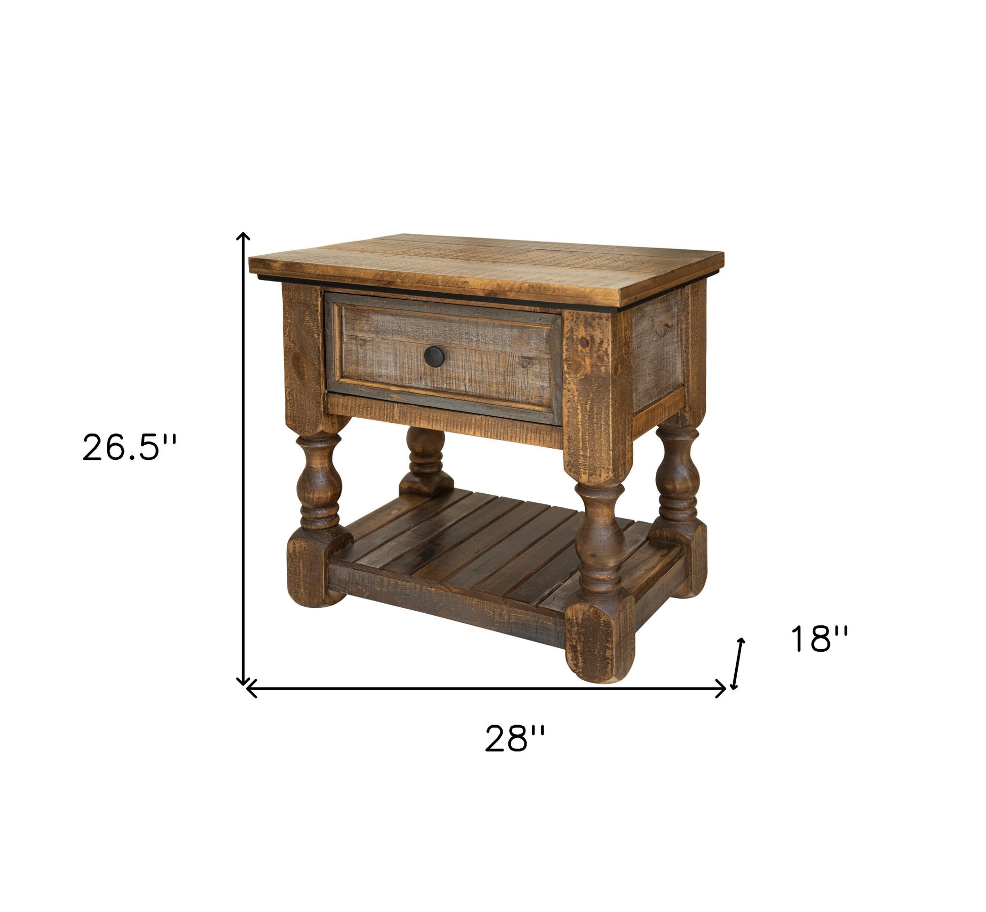 27" Brown Solid Wood One Drawer Nightstand-6