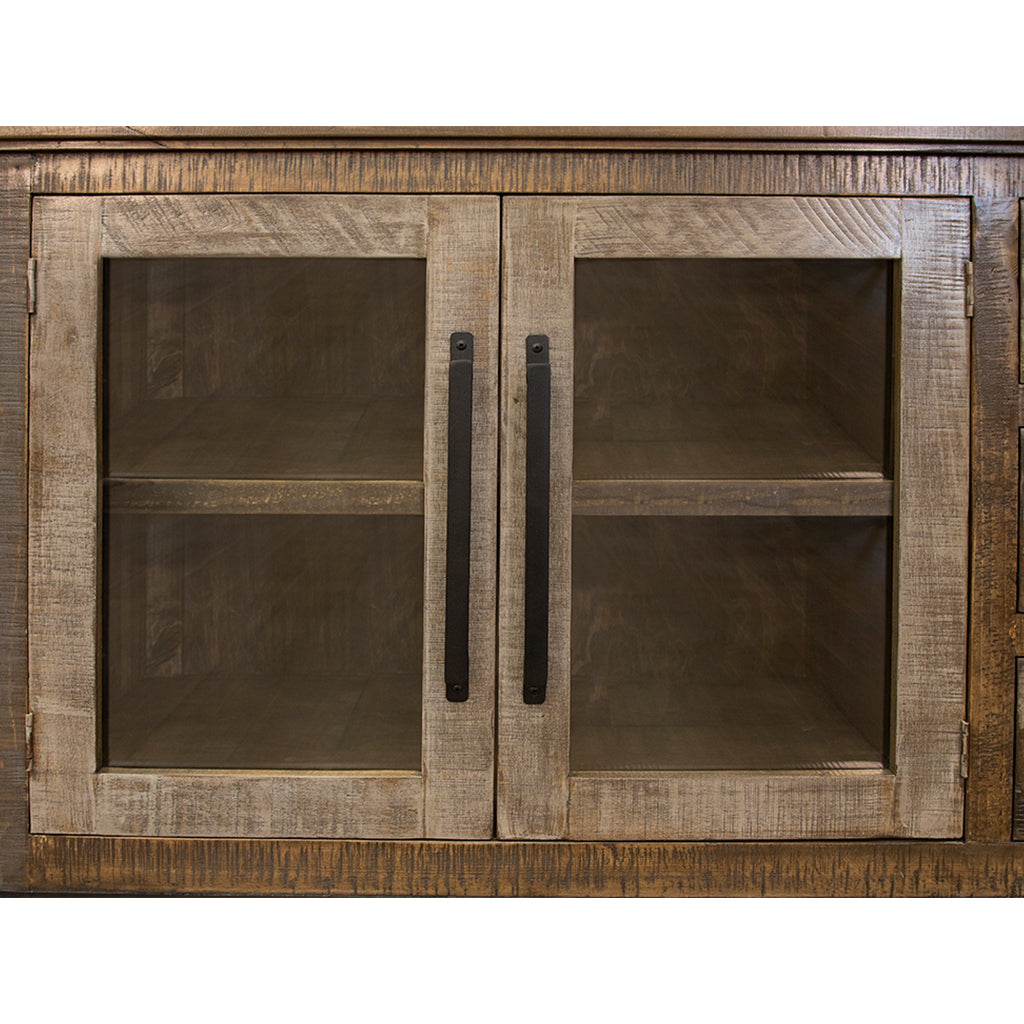60" Brown Solid and Manufactured Wood Distressed Buffet Table-Sideboards-DECOROLALA