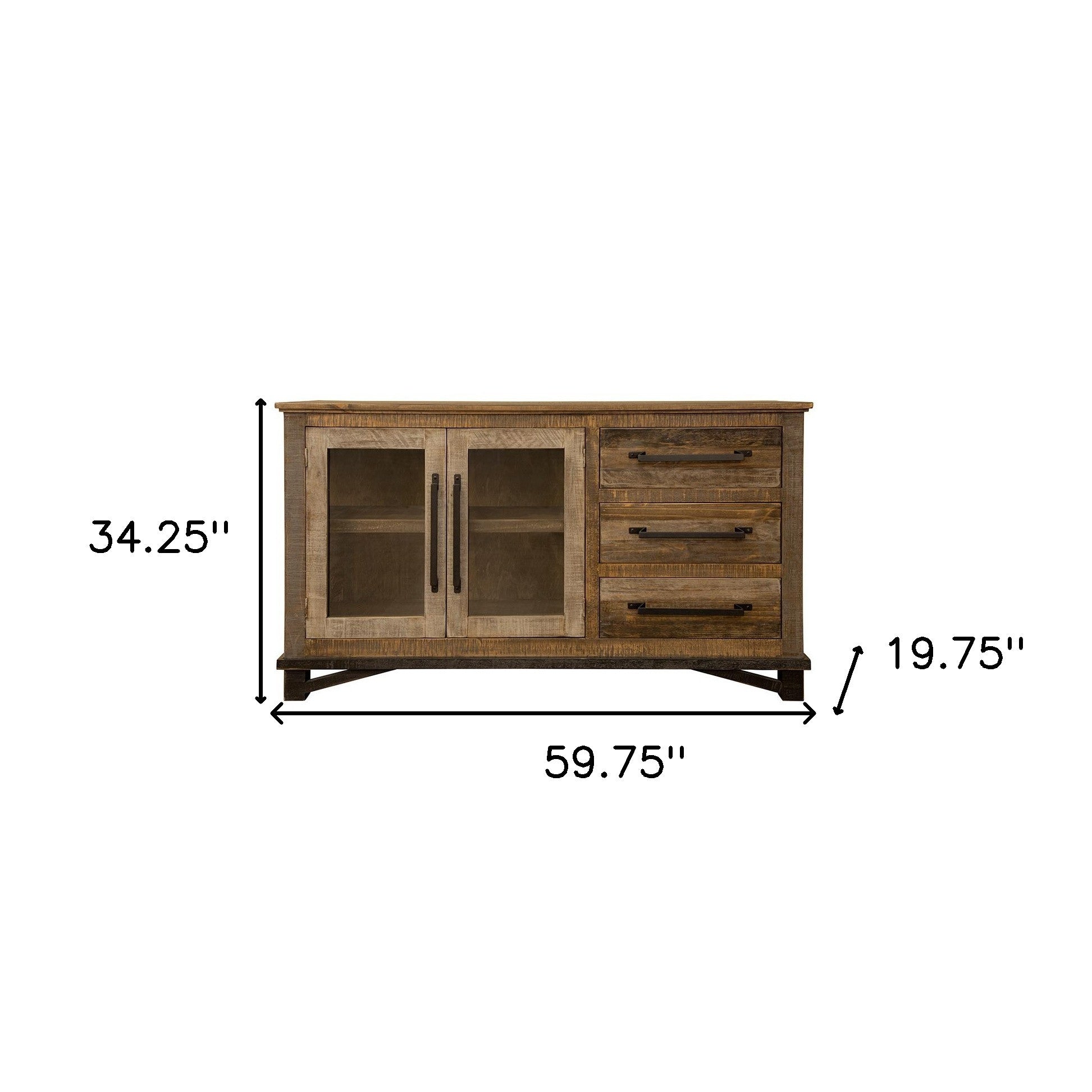 60" Brown Solid and Manufactured Wood Distressed Buffet Table-Sideboards-DECOROLALA