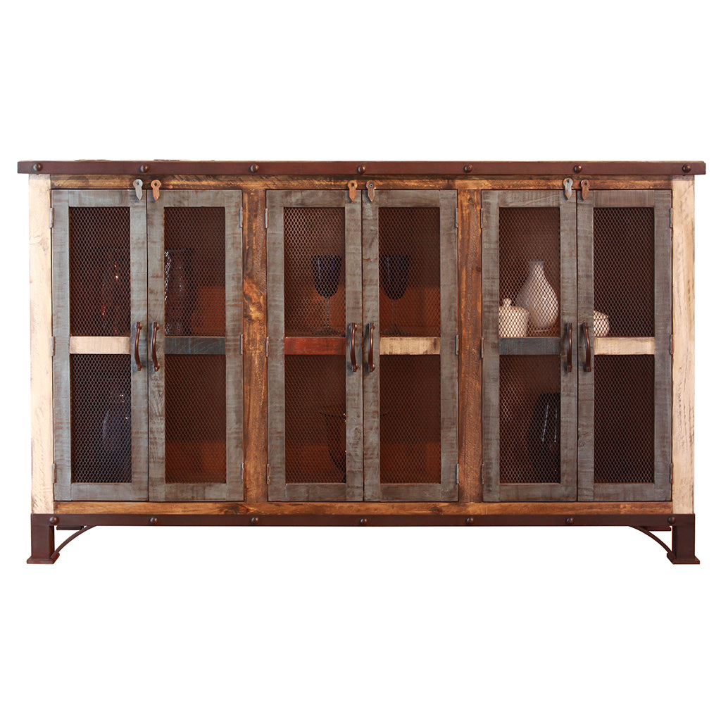 71" Brown Solid and Manufactured Wood Distressed Credenza-Sideboards-DECOROLALA