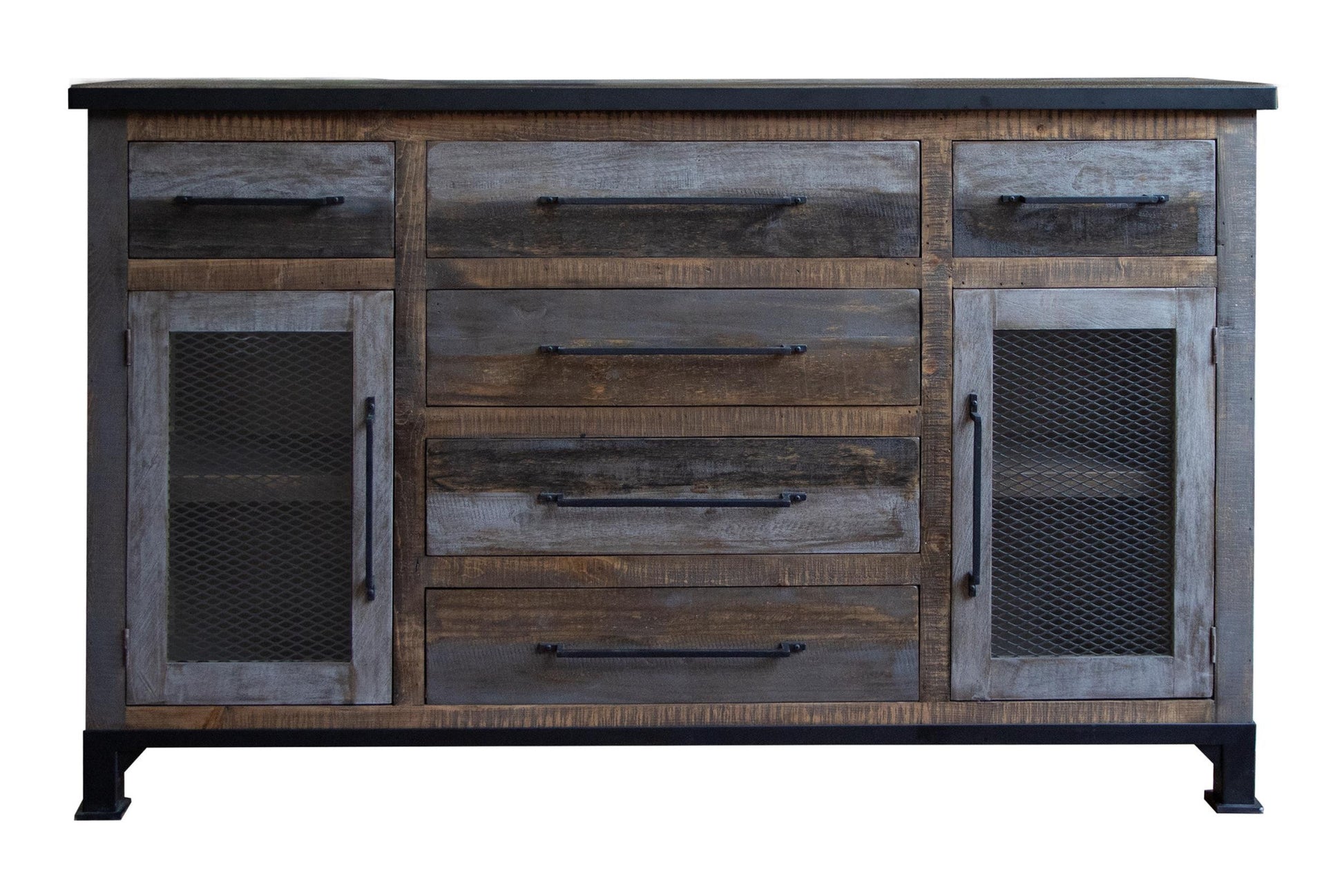 71" Brown Solid and Manufactured Wood Distressed Buffet Table-Sideboards-DECOROLALA