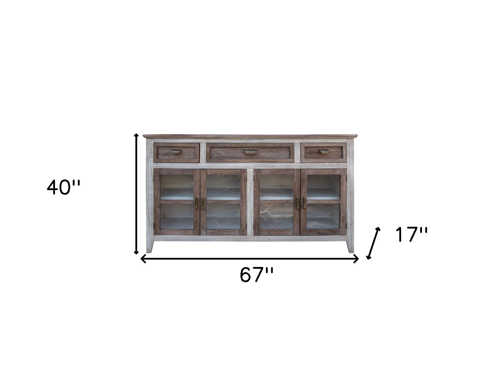 67" Brown Solid and Manufactured Wood Distressed Credenza-Sideboards-DECOROLALA