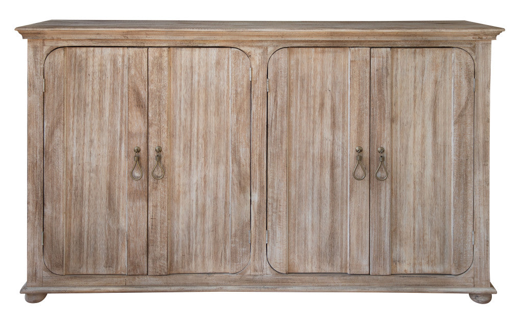 72" Sand Solid and Manufactured Wood Distressed Credenza-Sideboards-DECOROLALA