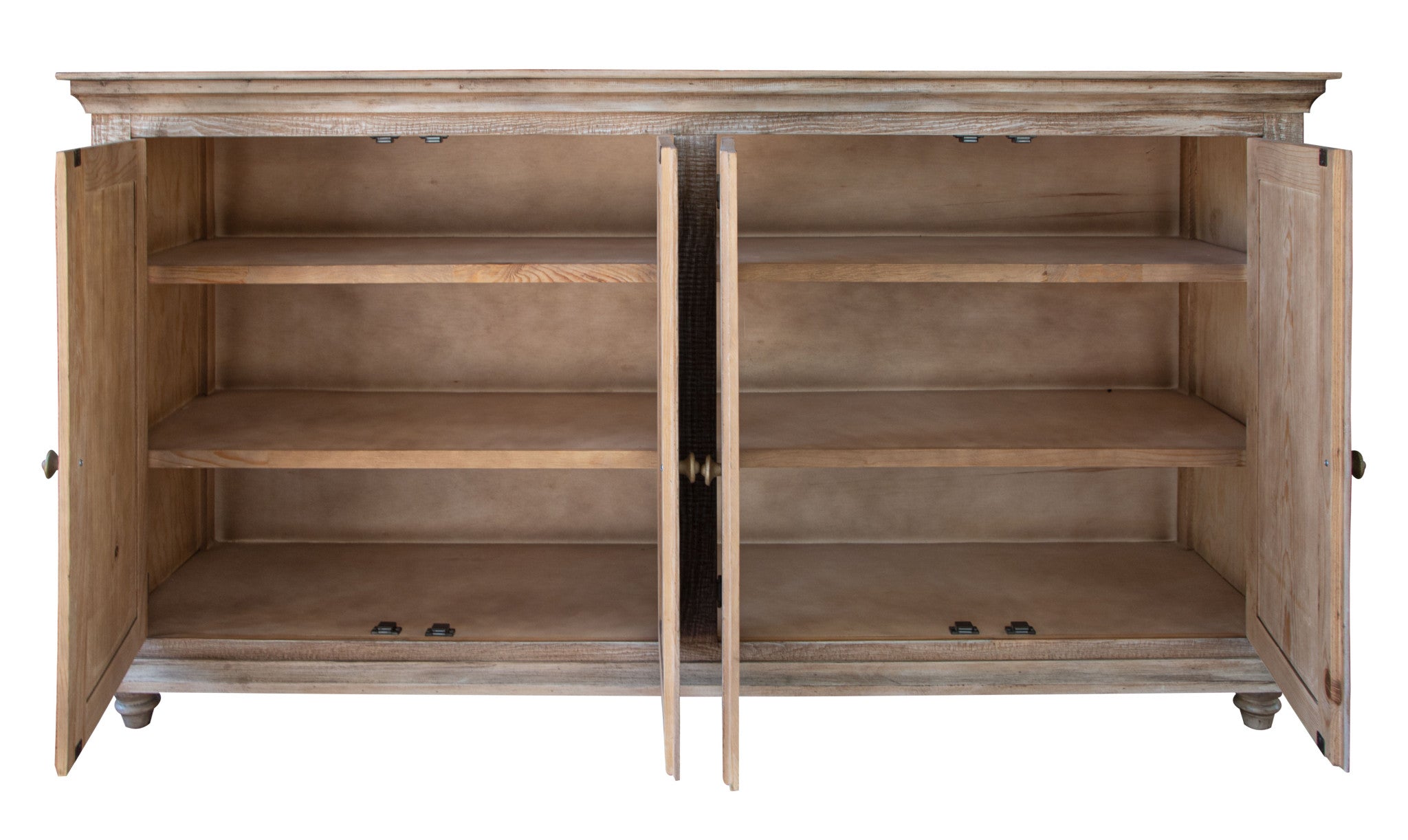 72" Sand Solid and Manufactured Wood Distressed Credenza-Sideboards-DECOROLALA