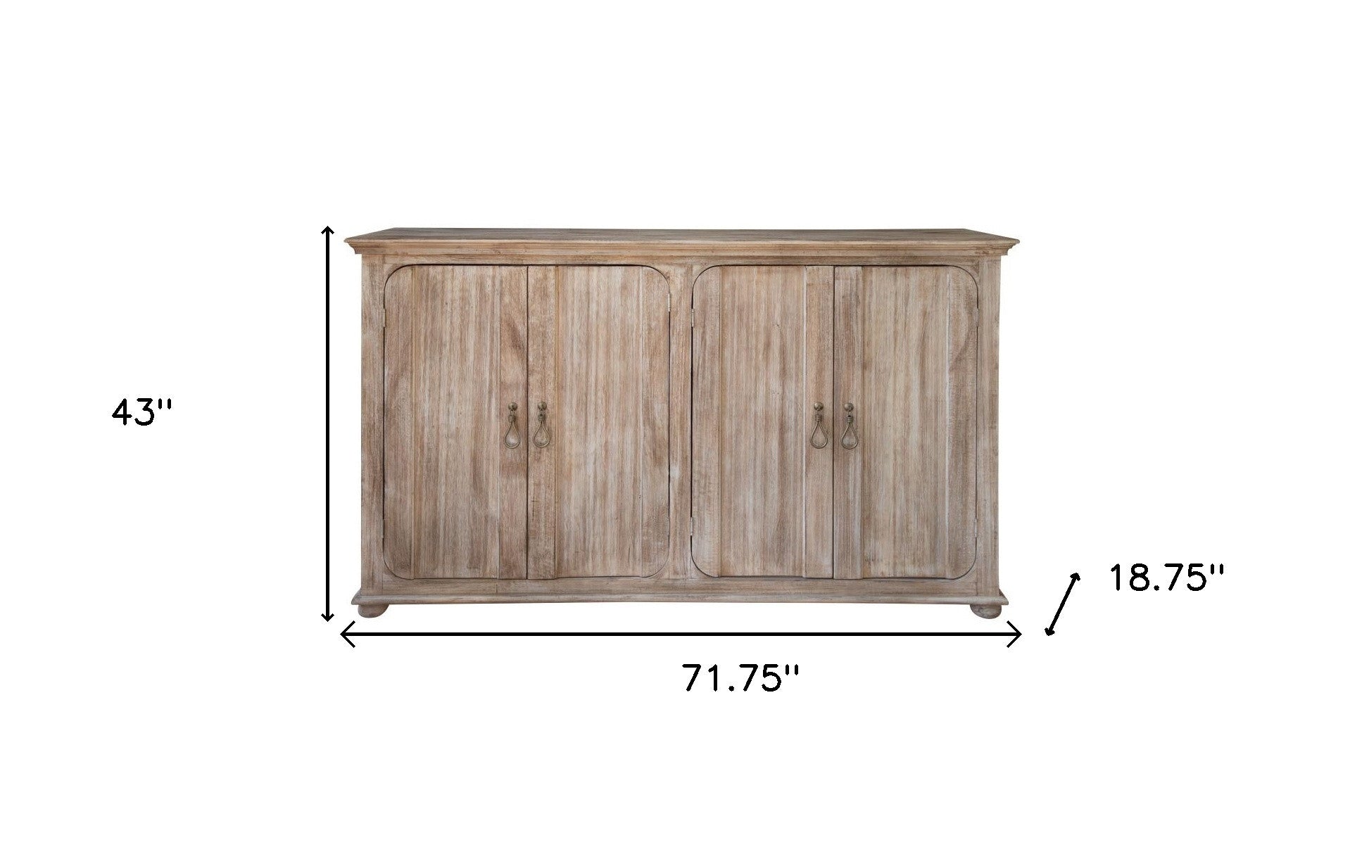 72" Sand Solid and Manufactured Wood Distressed Credenza-Sideboards-DECOROLALA