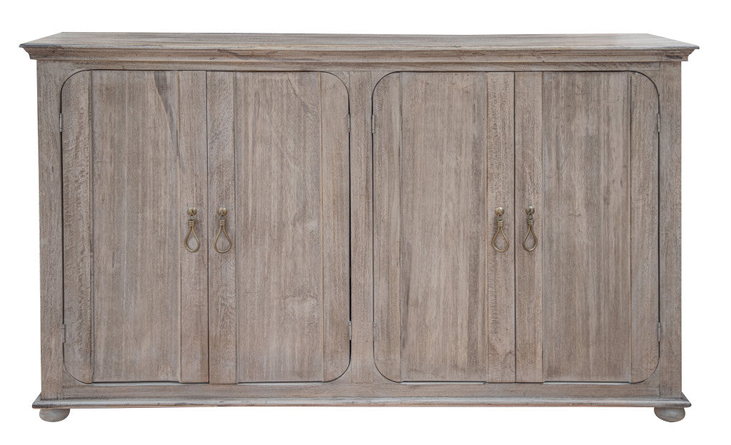72" Sand Solid and Manufactured Wood Distressed Credenza-Sideboards-DECOROLALA