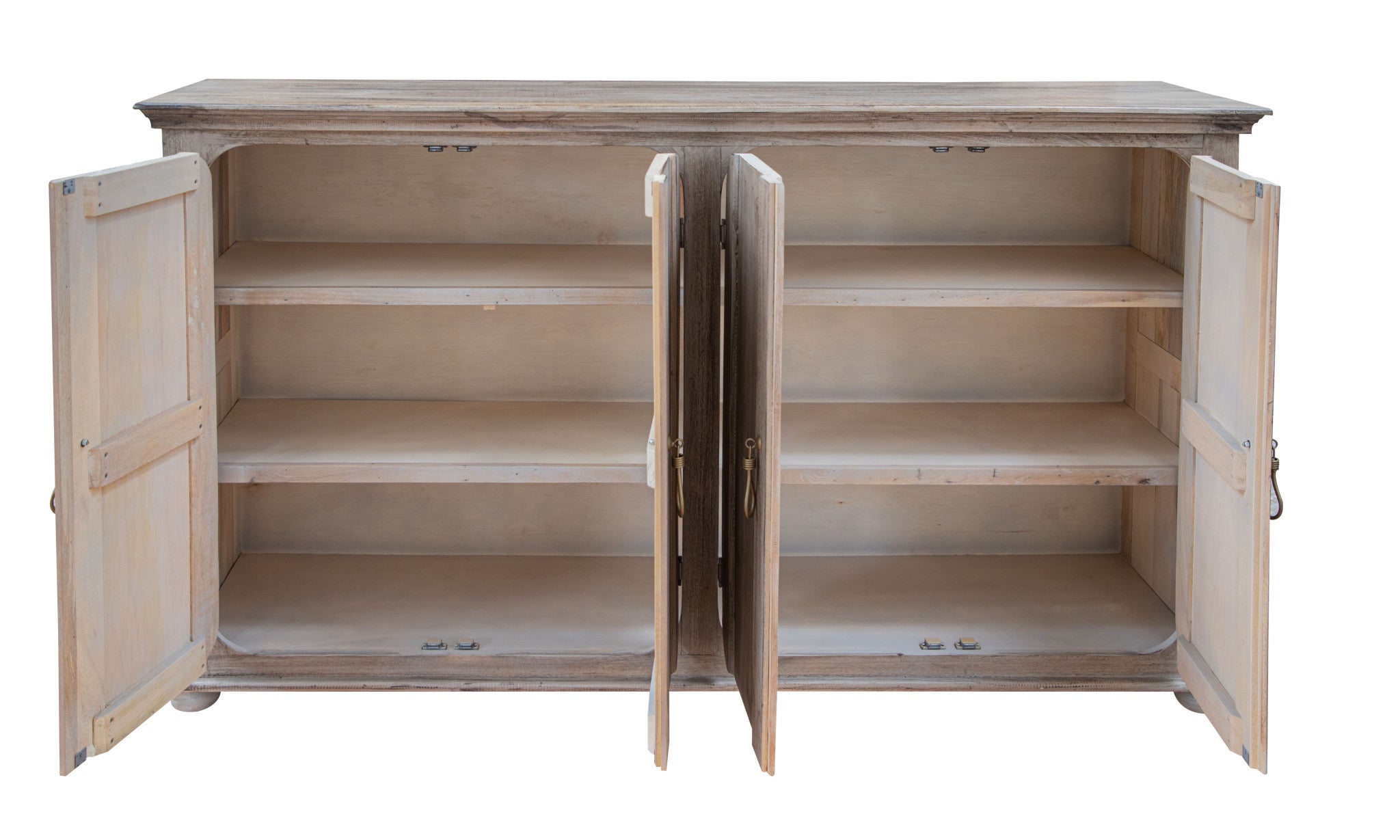 72" Sand Solid and Manufactured Wood Distressed Credenza-Sideboards-DECOROLALA