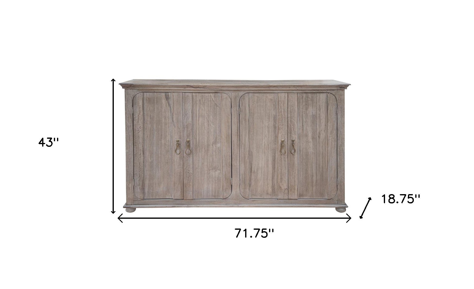 72" Sand Solid and Manufactured Wood Distressed Credenza-Sideboards-DECOROLALA