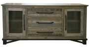 69" Brown Solid and Manufactured Wood Distressed Buffet Table-Sideboards-DECOROLALA