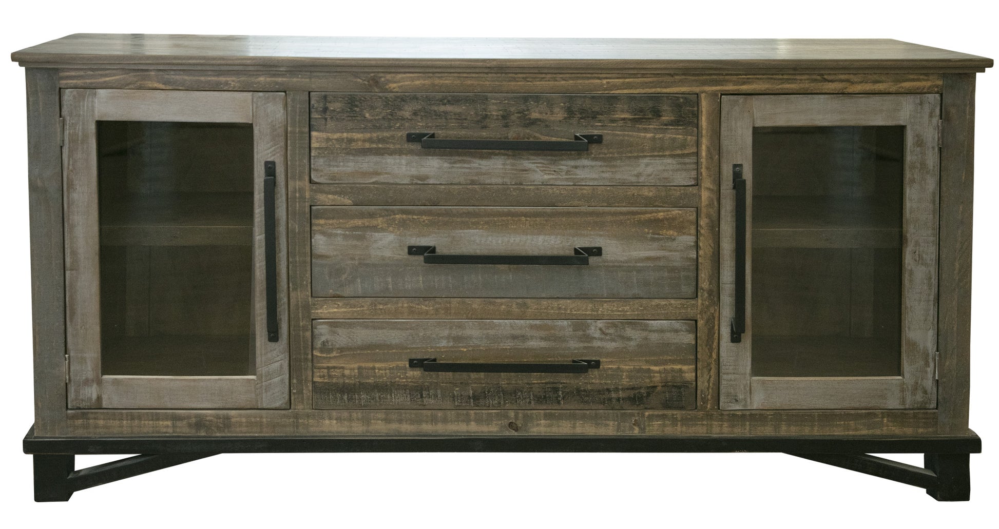 69" Brown Solid and Manufactured Wood Distressed Buffet Table-Sideboards-DECOROLALA