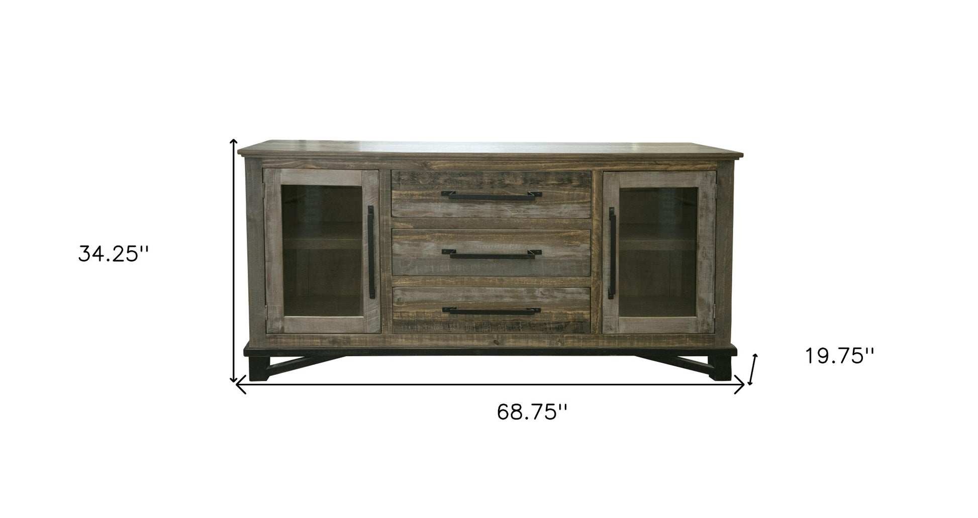 69" Brown Solid and Manufactured Wood Distressed Buffet Table-Sideboards-DECOROLALA
