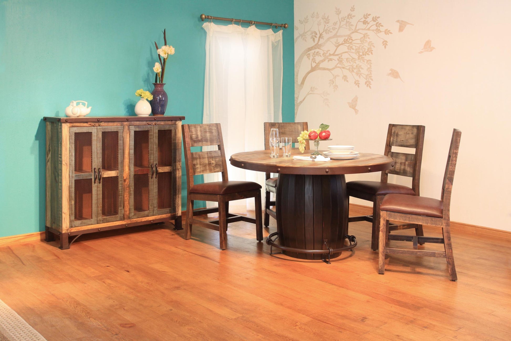 49" Brown Solid and Manufactured Wood Distressed Buffet Table-Sideboards-DECOROLALA