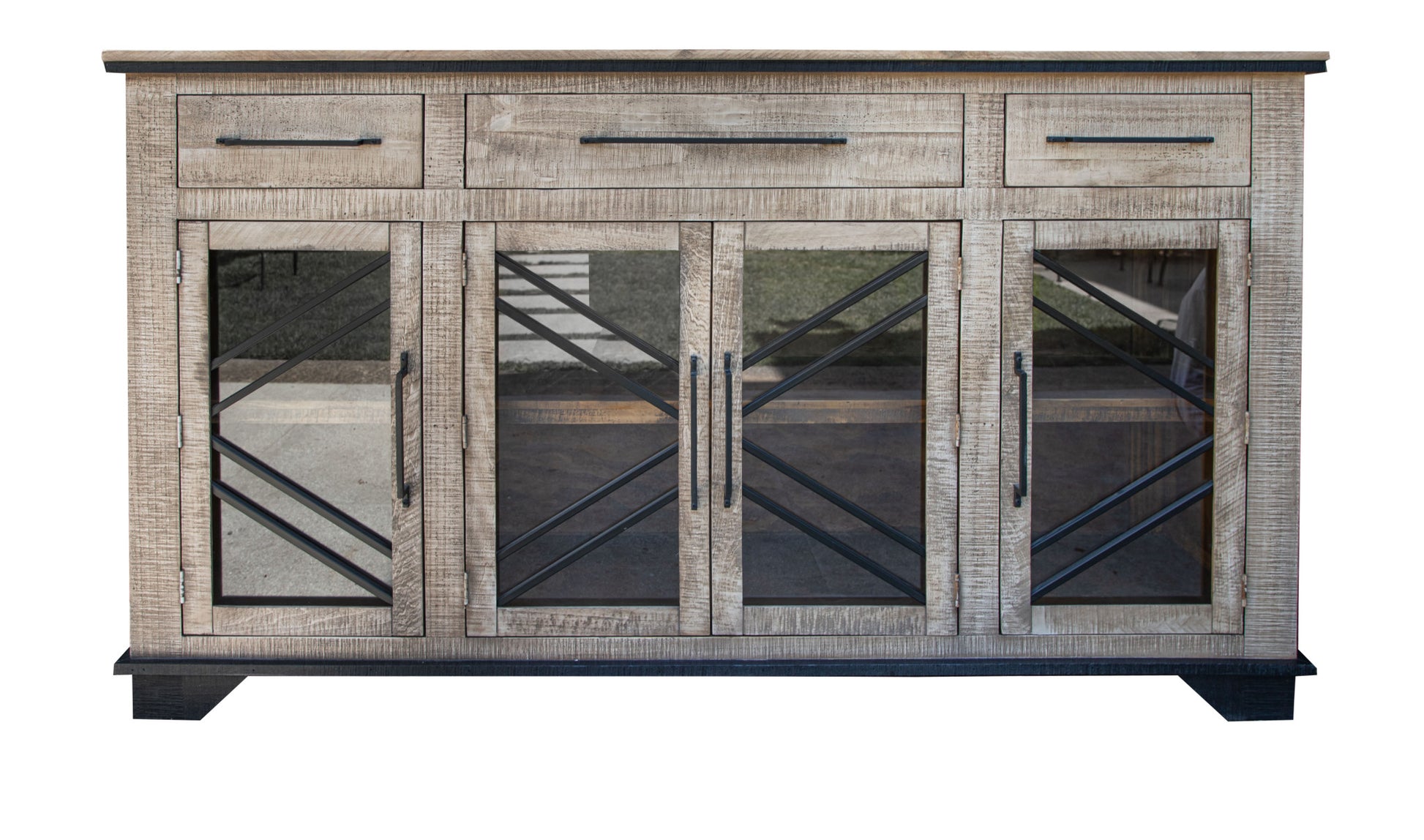 72" Brown Solid and Manufactured Wood Distressed Credenza-Sideboards-DECOROLALA
