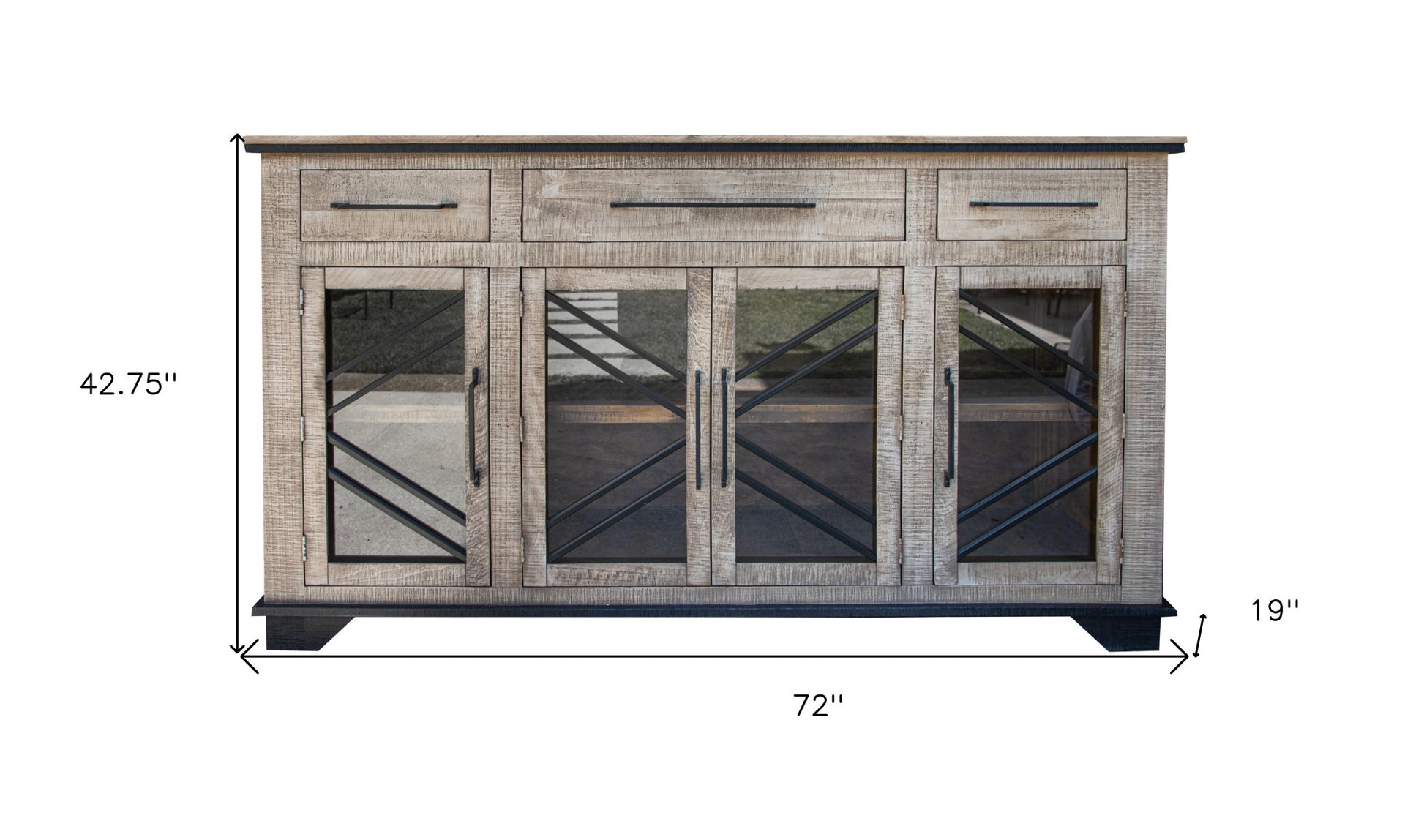 72" Brown Solid and Manufactured Wood Distressed Credenza-Sideboards-DECOROLALA