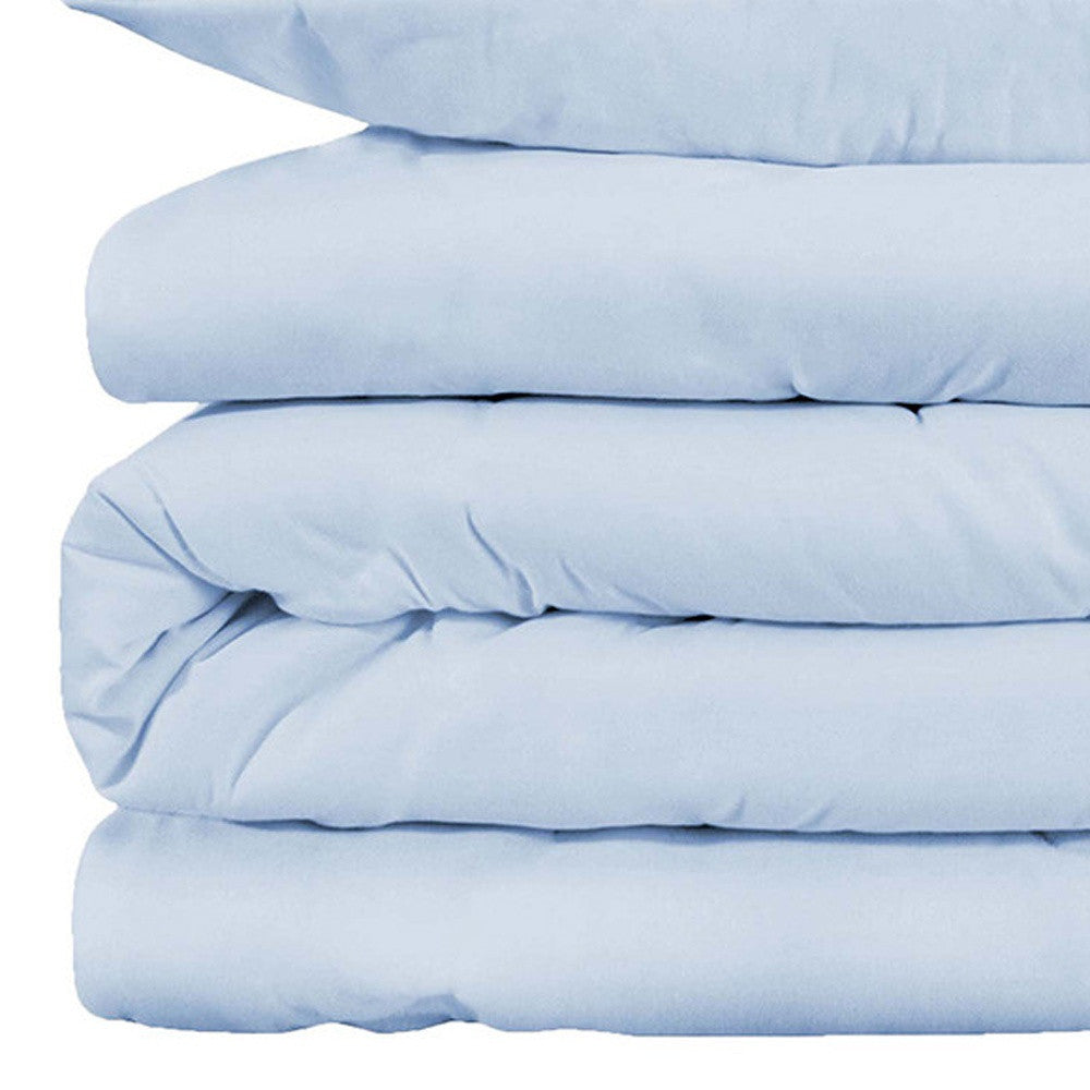 Light Blue Queen Cotton Blend 1000 Thread Count Washable Duvet Cover Set-Down Comforters and Duvets-DECOROLALA