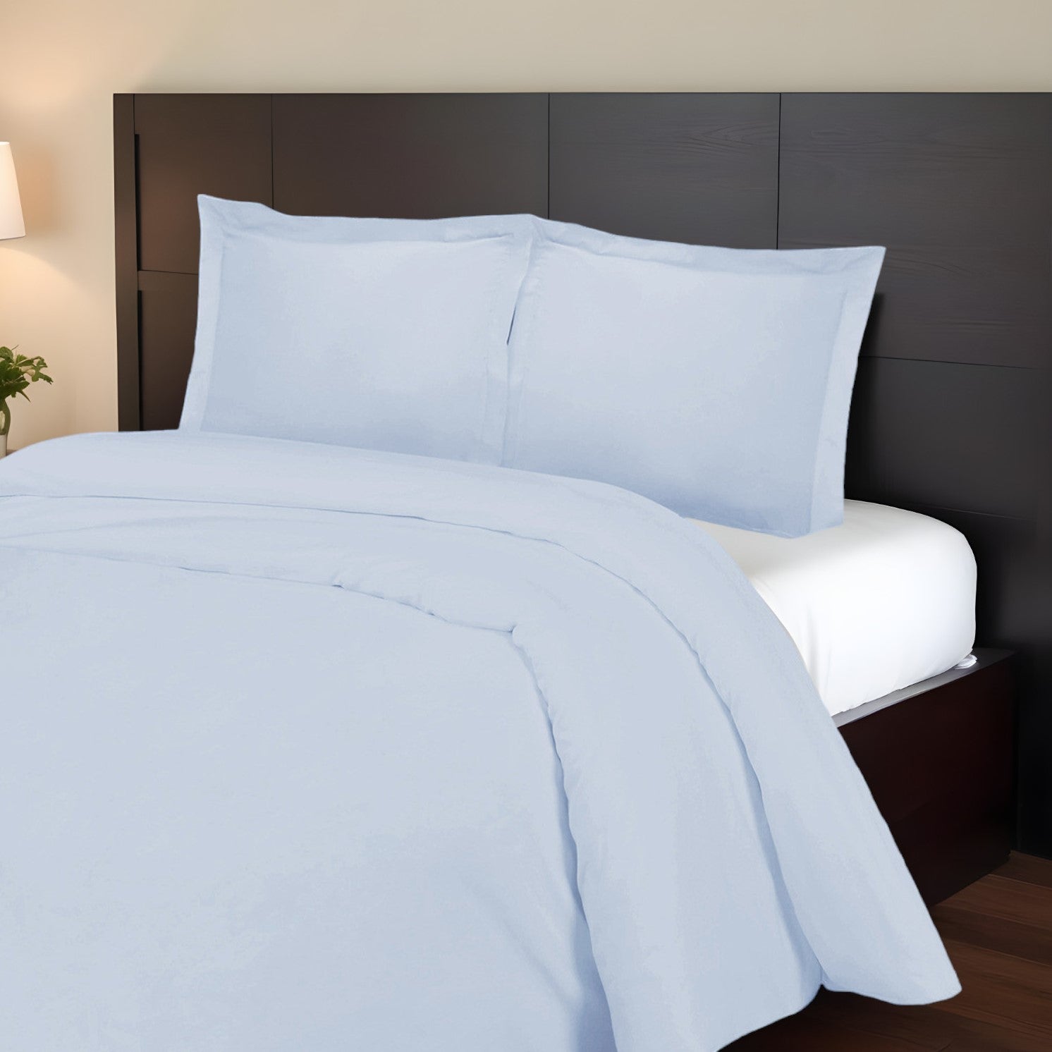 Light Blue Queen Cotton Blend 1000 Thread Count Washable Duvet Cover Set-Down Comforters and Duvets-DECOROLALA