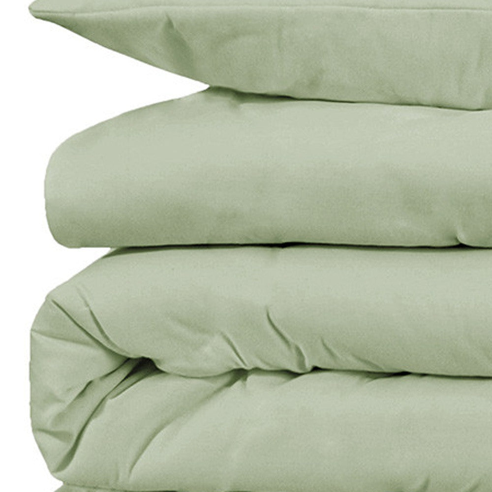 Light Green Queen Cotton Blend 1000 Thread Count Washable Duvet Cover Set-Down Comforters and Duvets-DECOROLALA