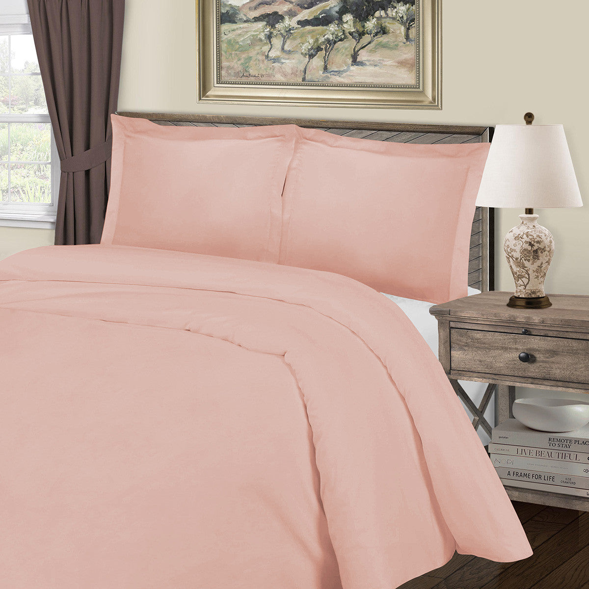 Blush King Cotton Blend 1000 Thread Count Washable Duvet Cover Set-Down Comforters and Duvets-DECOROLALA