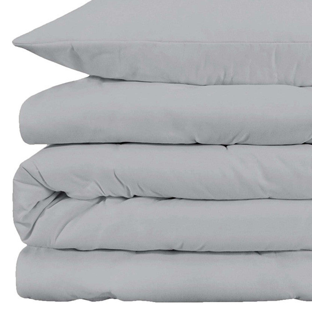 Light Gray King Cotton Blend 1000 Thread Count Washable Duvet Cover Set-Down Comforters and Duvets-DECOROLALA