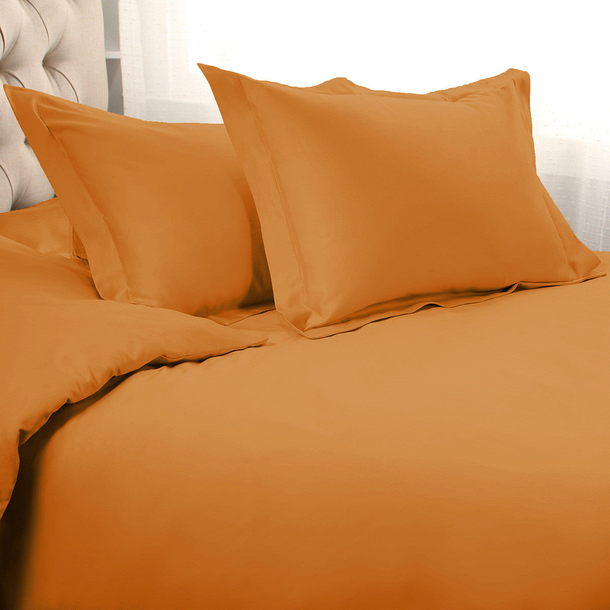 Orange Queen Cotton Blend 1200 Thread Count Washable Duvet Cover Set-Down Comforters and Duvets-DECOROLALA