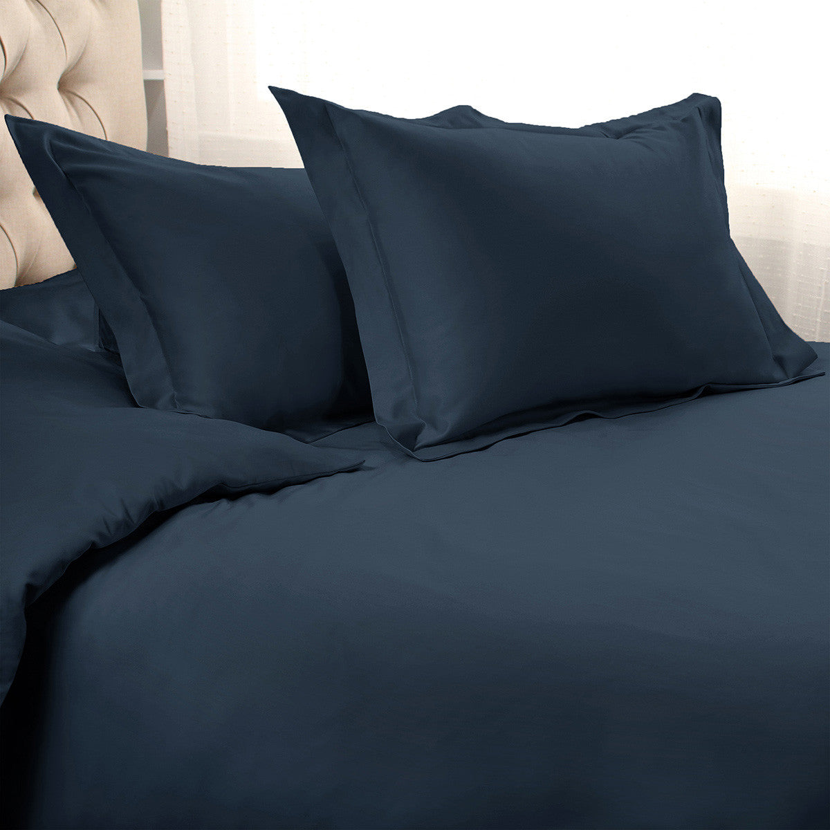 Navy Blue King Cotton Blend 1200 Thread Count Washable Duvet Cover Set-Down Comforters and Duvets-DECOROLALA