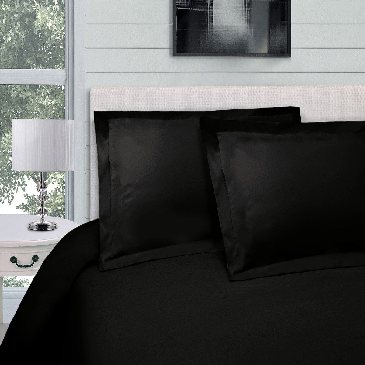 Black King Cotton Blend 300 Thread Count Washable Duvet Cover Set-Down Comforters and Duvets-DECOROLALA