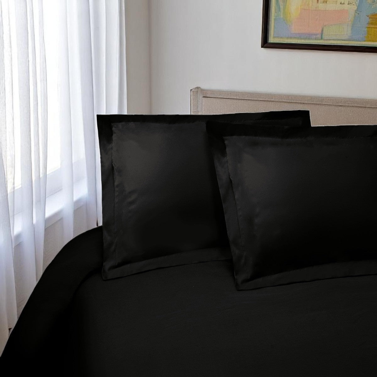 Black King Cotton Blend 300 Thread Count Washable Duvet Cover Set-Down Comforters and Duvets-DECOROLALA
