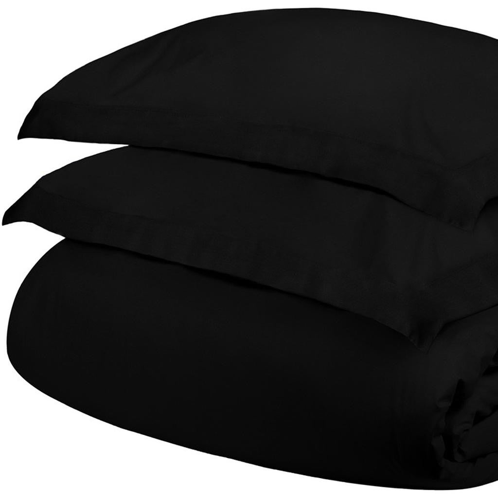 Black King Cotton Blend 300 Thread Count Washable Duvet Cover Set-Down Comforters and Duvets-DECOROLALA
