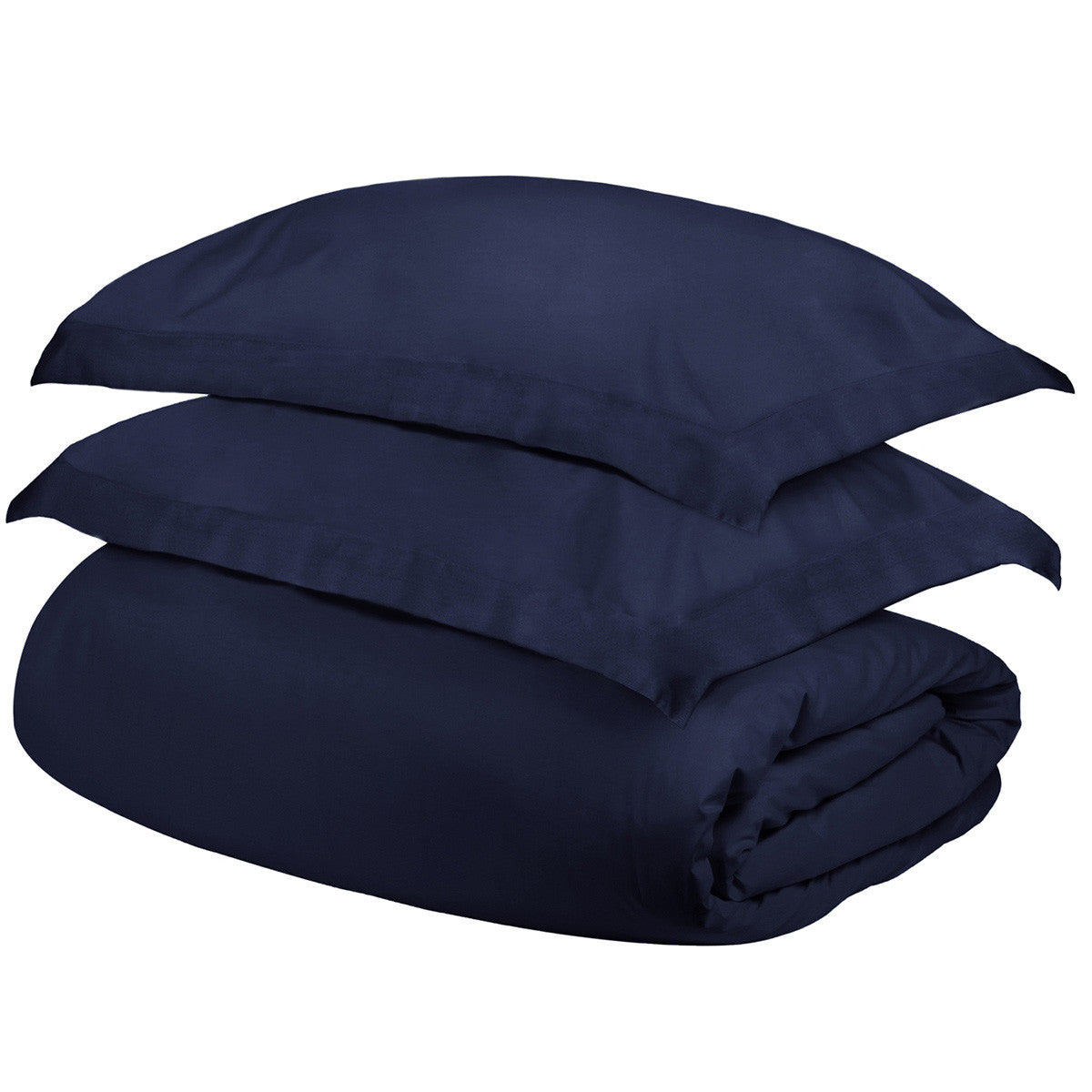 Navy Blue Twin Cotton Blend 400 Thread Count Washable Duvet Cover Set-Down Comforters and Duvets-DECOROLALA