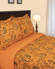 Blue and Orange Queen Cotton Blend 0 Thread Count Washable Duvet Cover Set-Down Comforters and Duvets-DECOROLALA