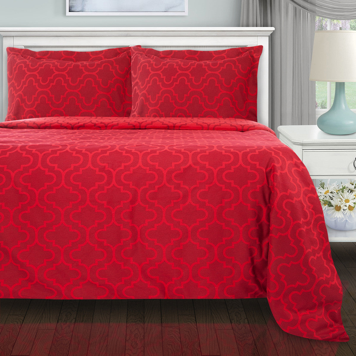 Burgundy King Cotton Blend Thread Count Washable Duvet Cover Set-Down Comforters and Duvets-DECOROLALA