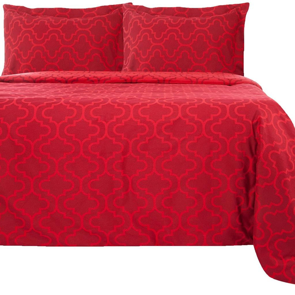 Burgundy King Cotton Blend Thread Count Washable Duvet Cover Set-Down Comforters and Duvets-DECOROLALA