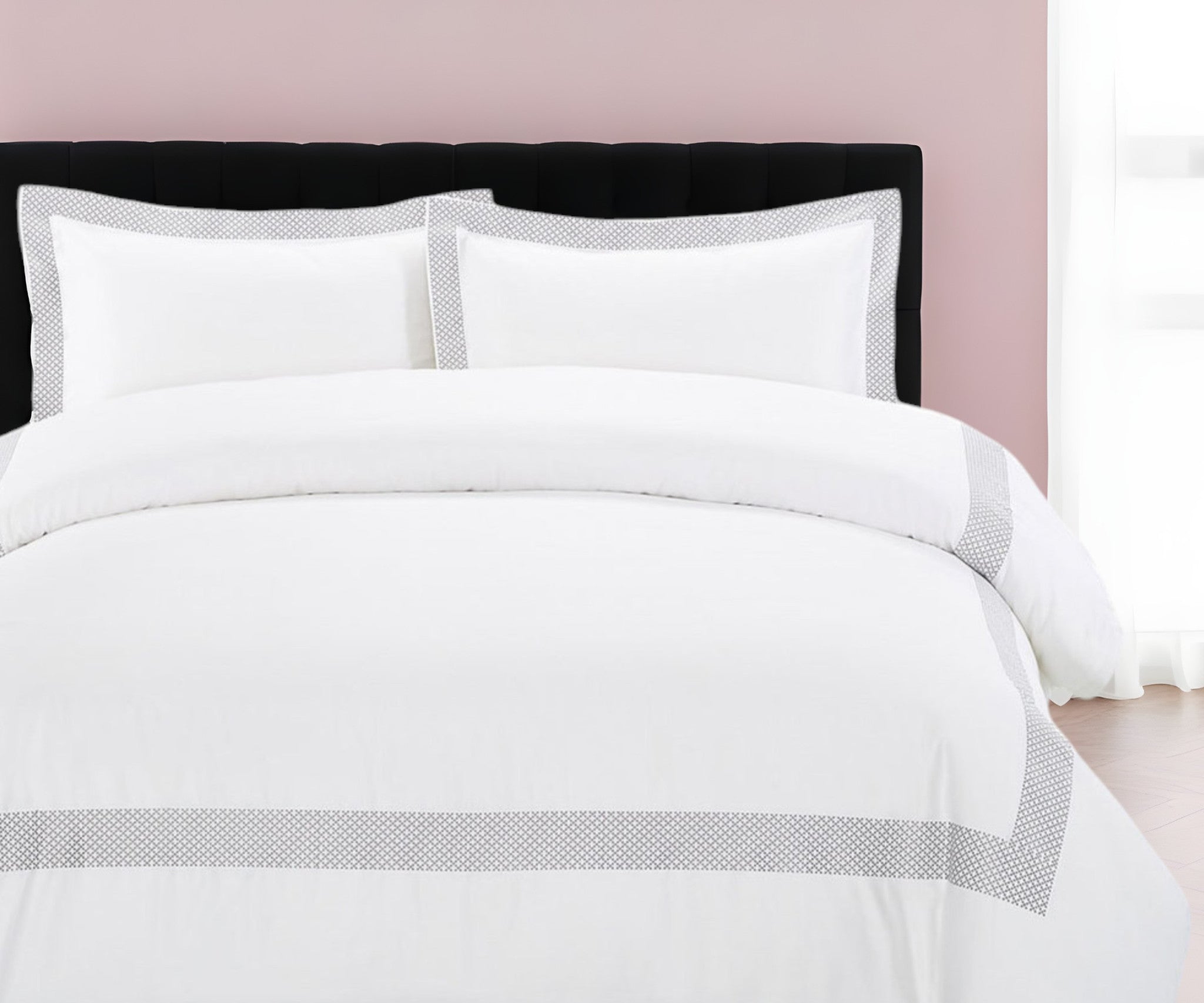Gray and White Queen 100% Cotton 200 Thread Count Washable Duvet Cover Set-Down Comforters and Duvets-DECOROLALA