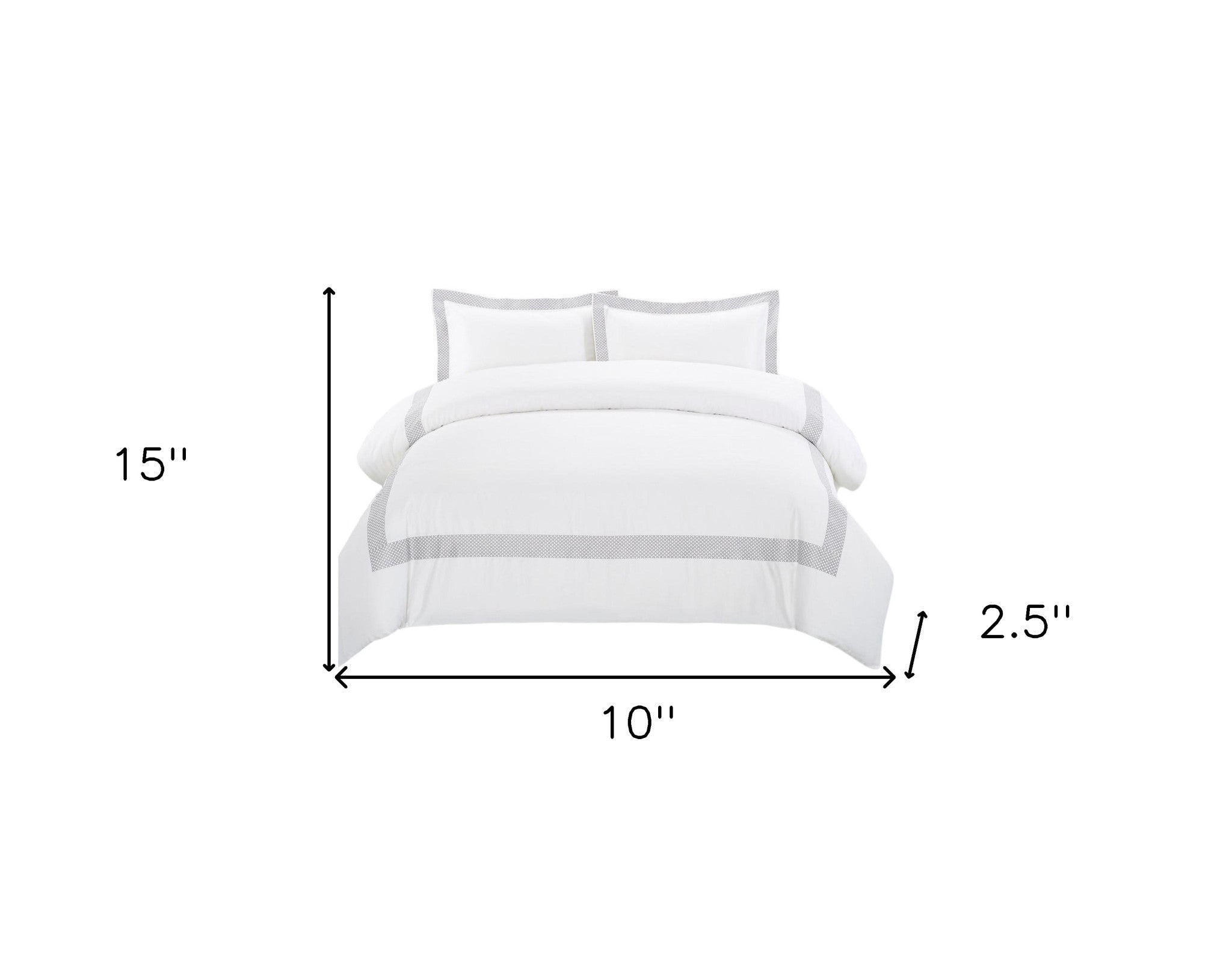 Gray and White Queen 100% Cotton 200 Thread Count Washable Duvet Cover Set-Down Comforters and Duvets-DECOROLALA
