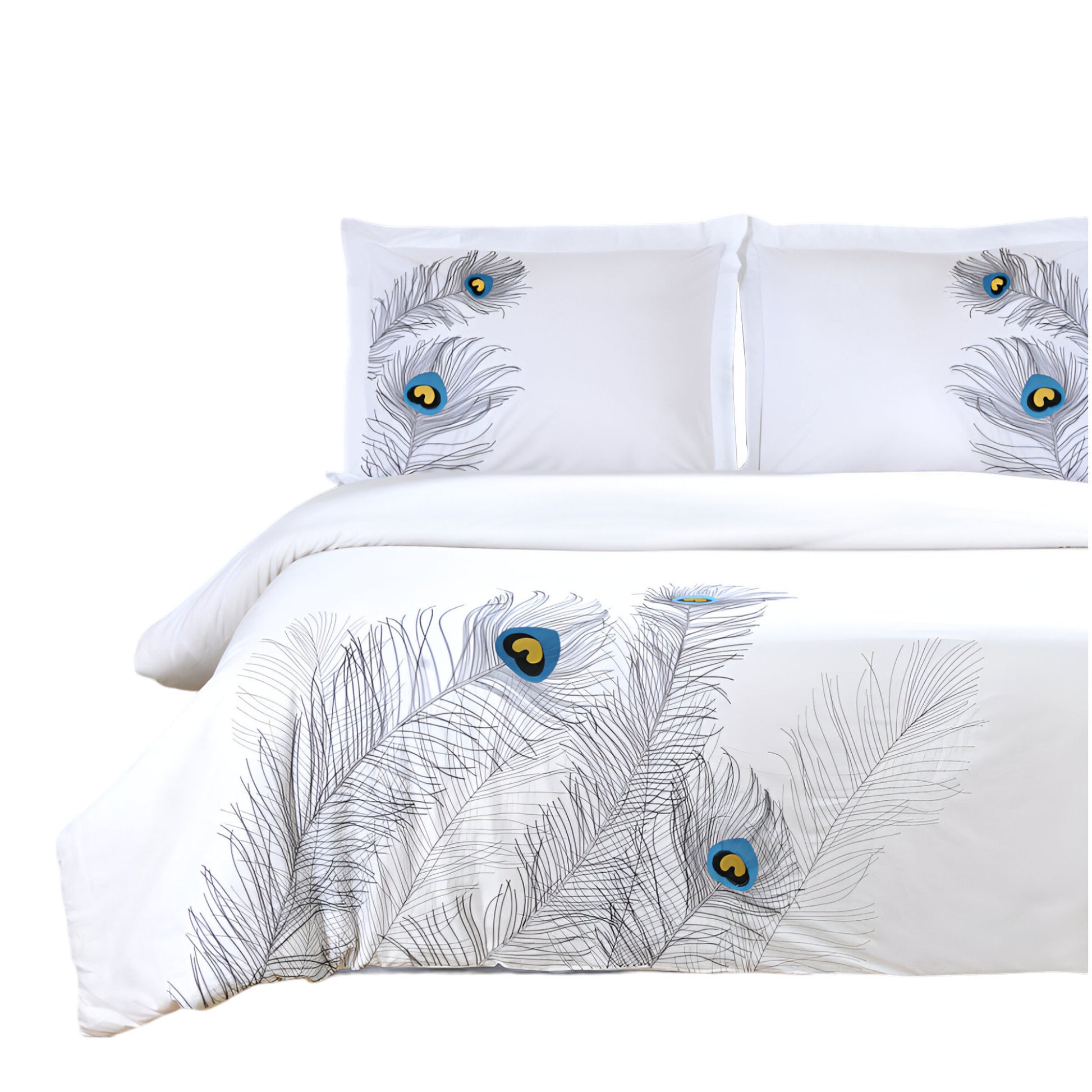 Blue and White King 100% Cotton 200 Thread Count Washable Duvet Cover Set-Down Comforters and Duvets-DECOROLALA