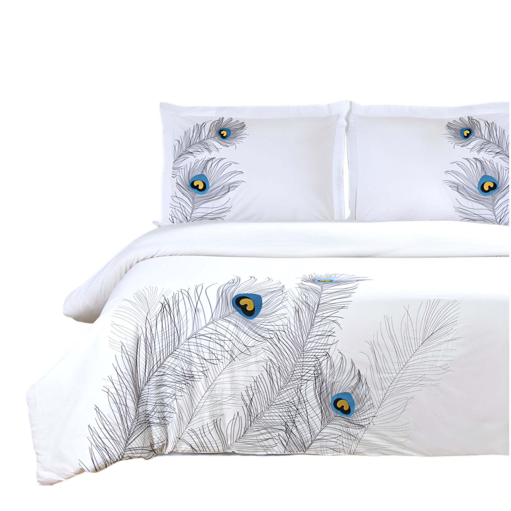 Blue and White King 100% Cotton 200 Thread Count Washable Duvet Cover Set-Down Comforters and Duvets-DECOROLALA