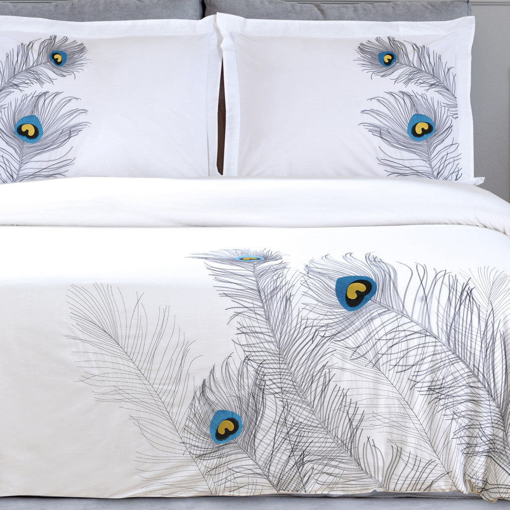 Blue and White King 100% Cotton 200 Thread Count Washable Duvet Cover Set-Down Comforters and Duvets-DECOROLALA