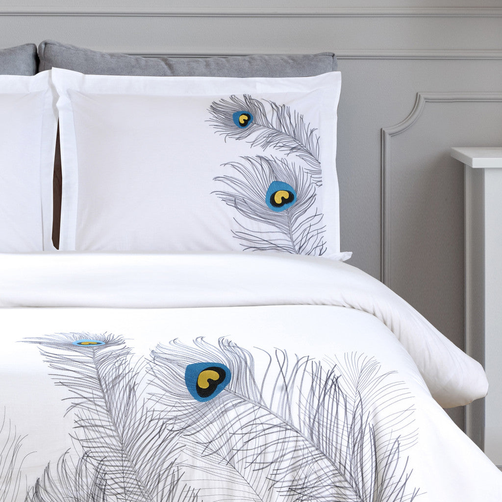 Blue and White King 100% Cotton 200 Thread Count Washable Duvet Cover Set-Down Comforters and Duvets-DECOROLALA