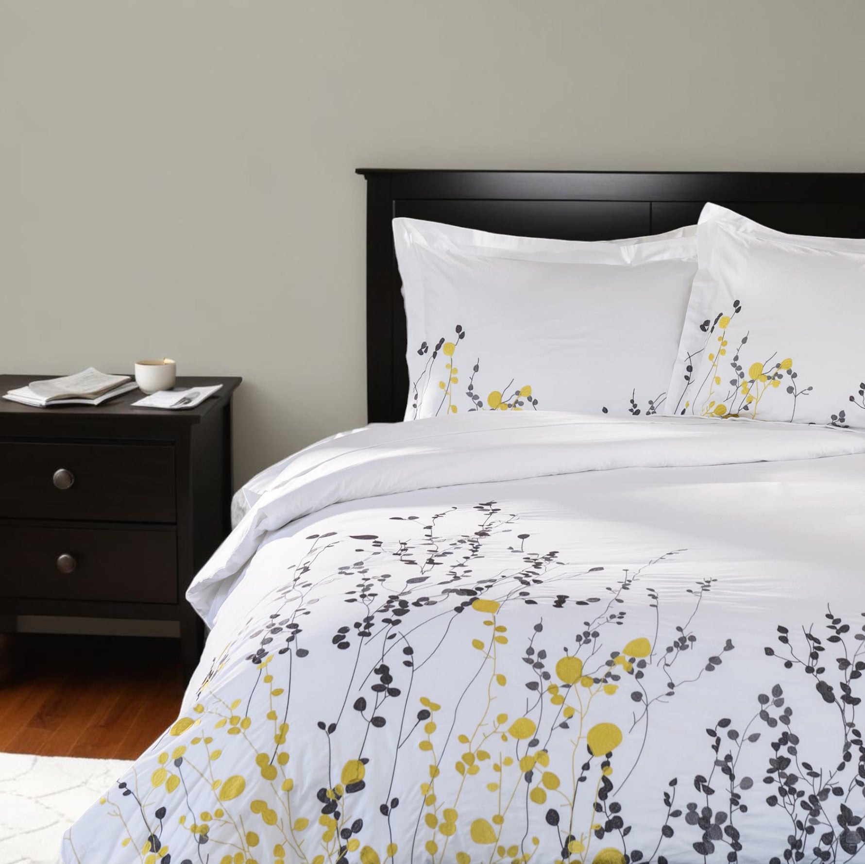 Purple and White Queen 100% Cotton 200 Thread Count Washable Duvet Cover Set-Down Comforters and Duvets-DECOROLALA