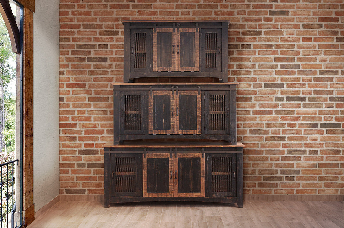 60" Black Solid Wood Cabinet Enclosed Storage Distressed TV Stand-TV Stands-DECOROLALA
