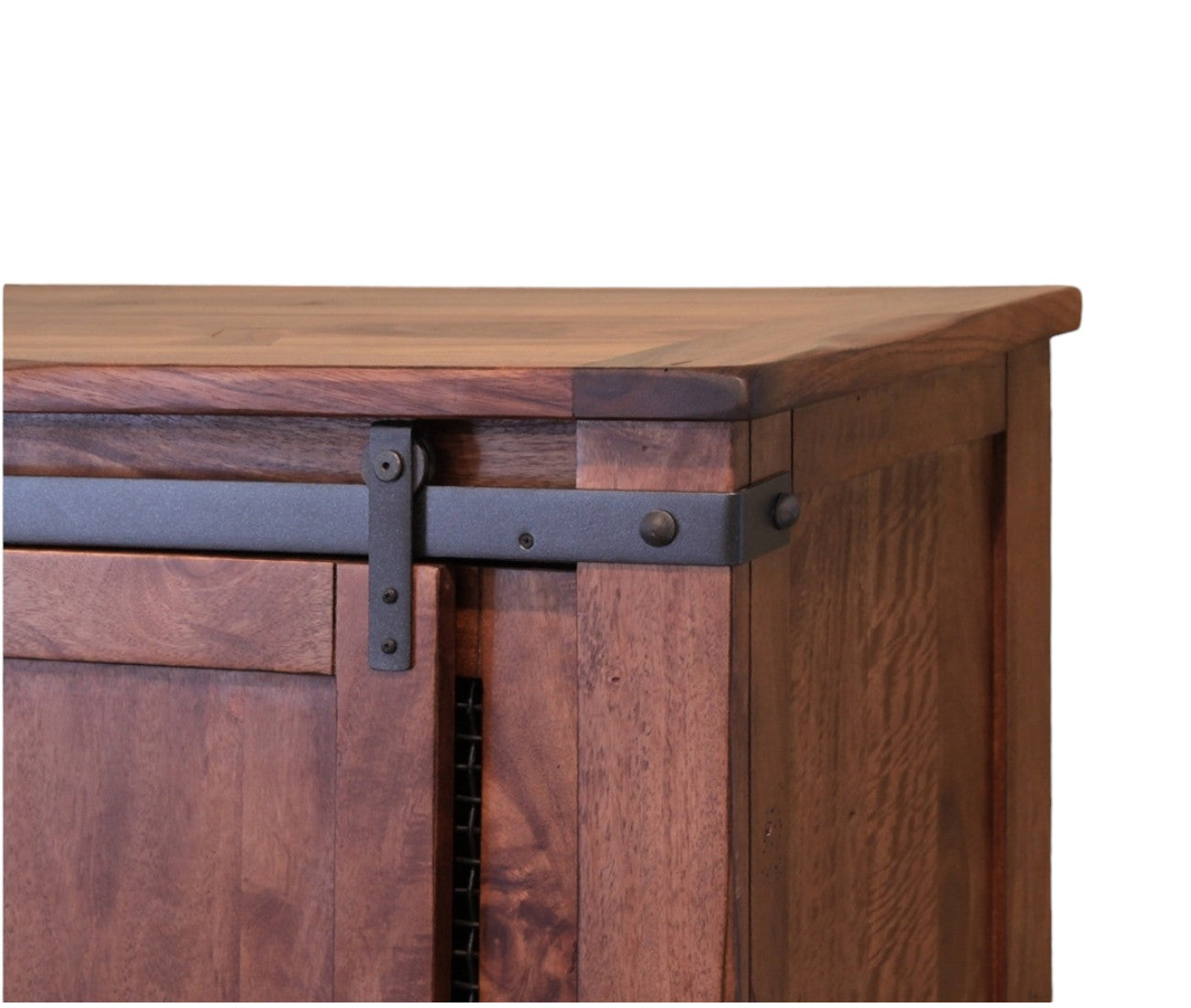 70" Brown Solid Wood Cabinet Enclosed Storage Distressed TV Stand-TV Stands-DECOROLALA