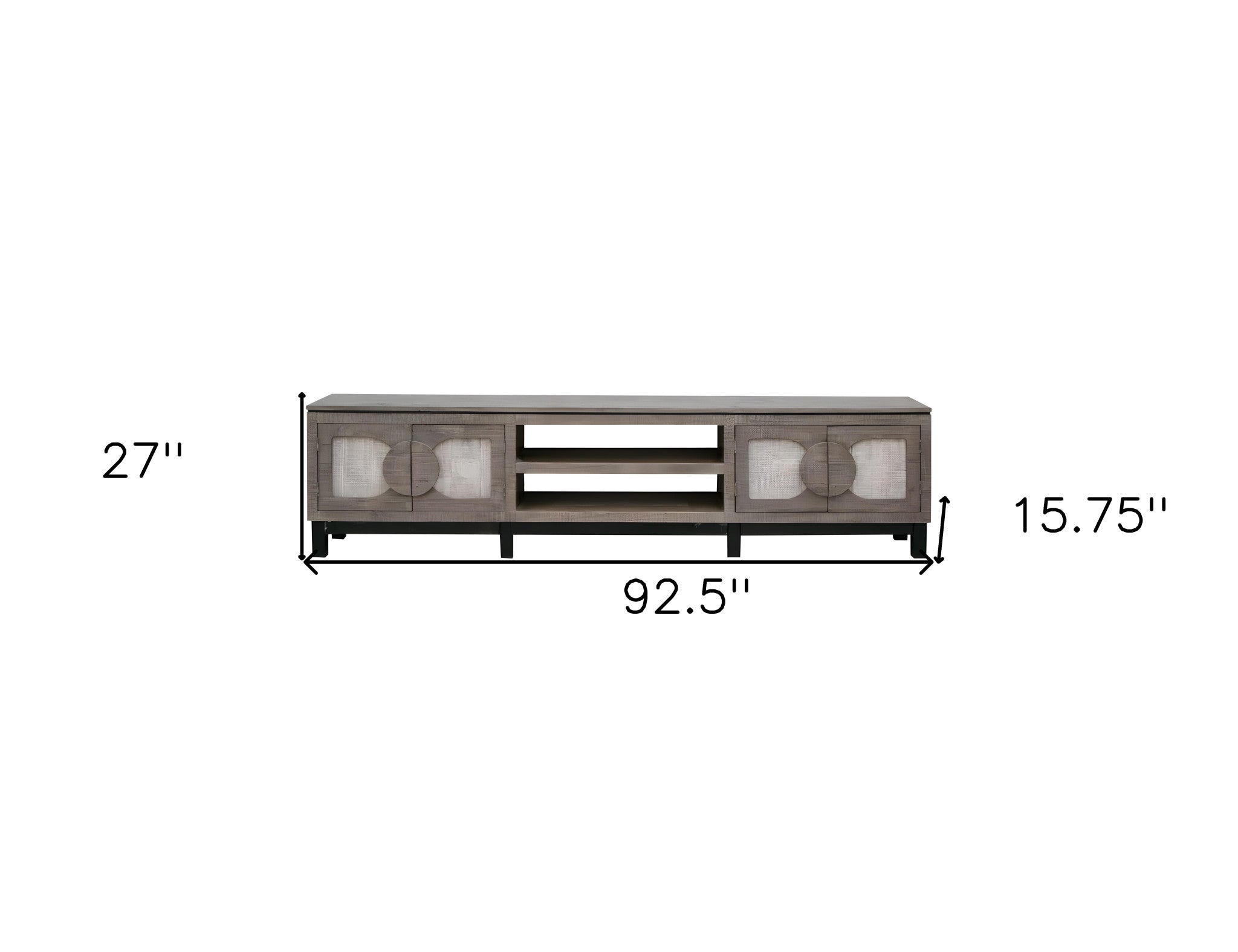 93" Gray Solid Wood Cabinet Enclosed Storage Distressed TV Stand-TV Stands-DECOROLALA