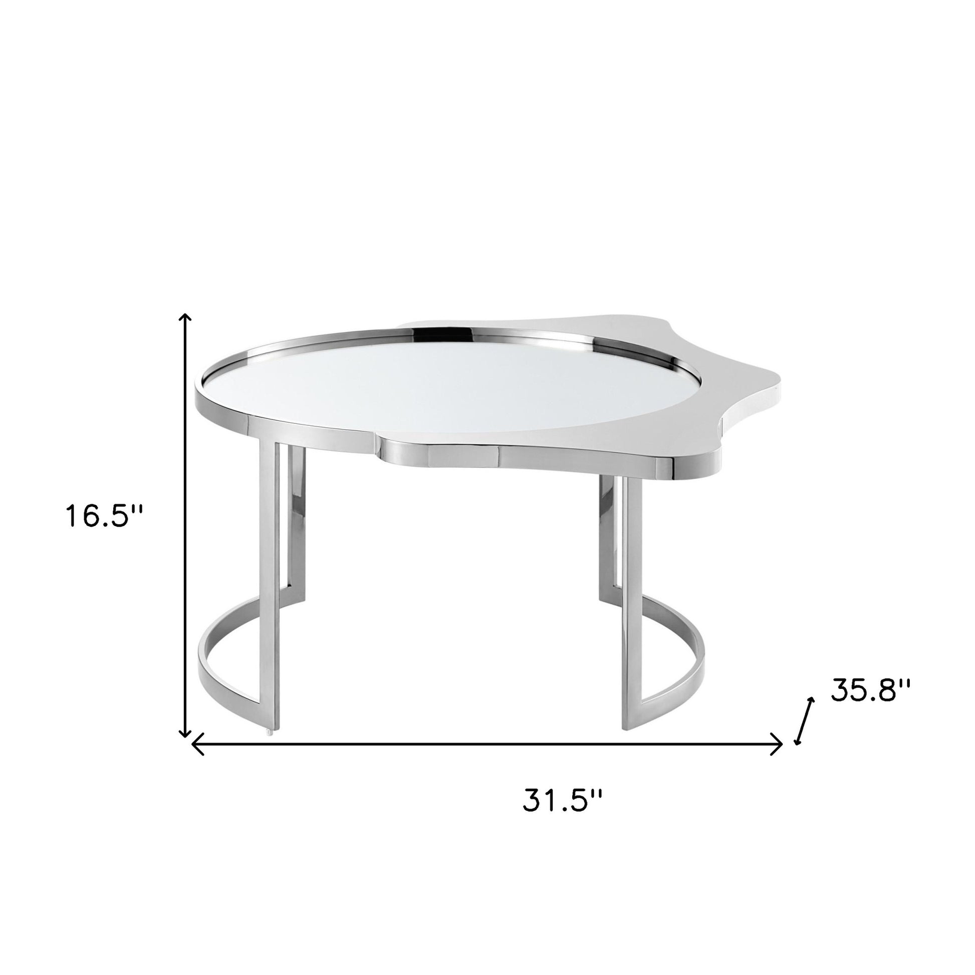 32" Silver Glass And Stainless Steel Round Mirrored Coffee Table-Coffee Tables-DECOROLALA