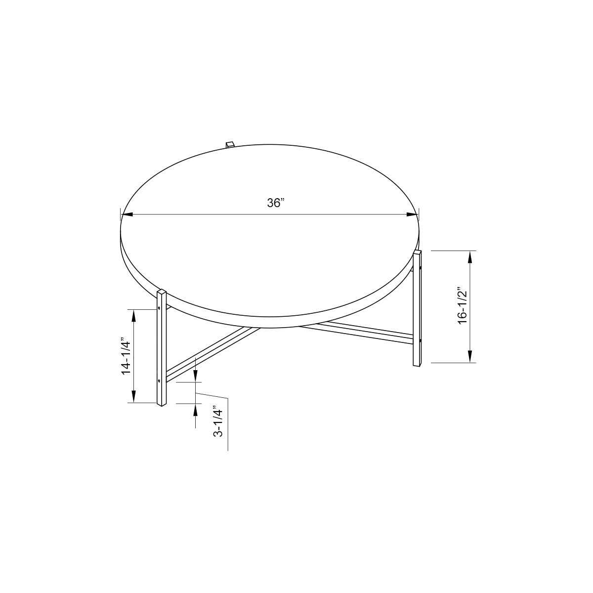 37" Natural And White Metal Round Coffee Table-Coffee Tables-DECOROLALA