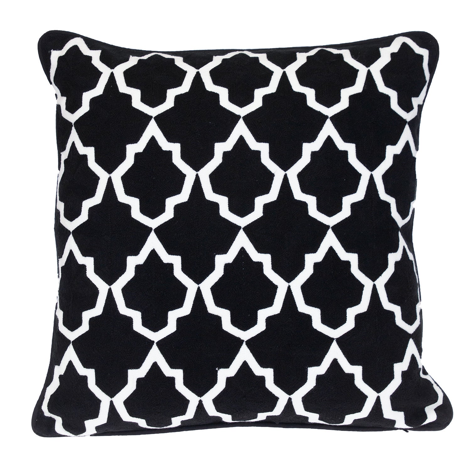 20" Black and White Geometric Cotton Throw Pillow-Accent Throw Pillows-DECOROLALA